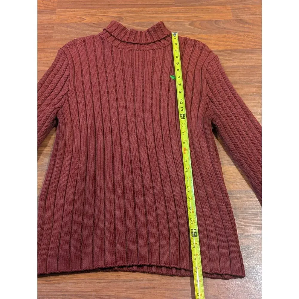 Vintage Y2K Abercrombie & Fitch A92 Ribbed Turtleneck Sweater Mens M Burgundy